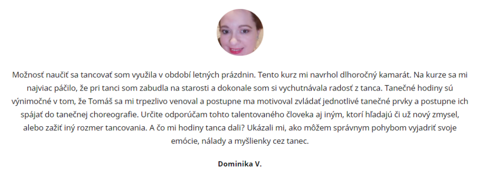 Klientka Dominika – usmievajúca sa žena, ktorá cez LATINO FREESTYLE našla nový zmysel života.